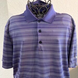 Nike Golf Dri-Fit Polo Purple w/ White Stripes Size L